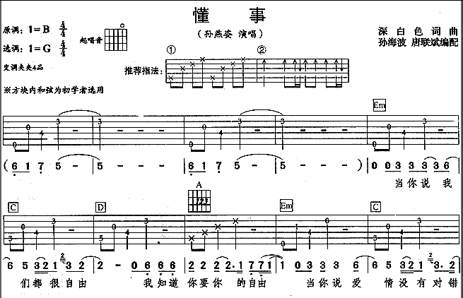 懂了 吉他谱