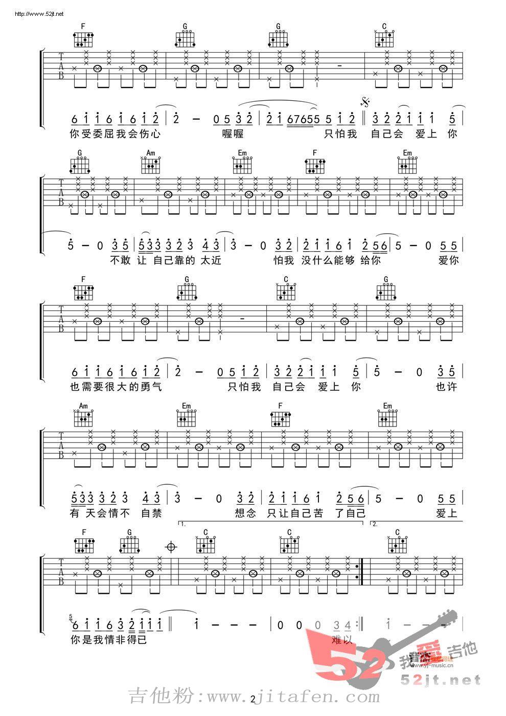 情非得已 新手版教学吉他谱视频 吉他谱
