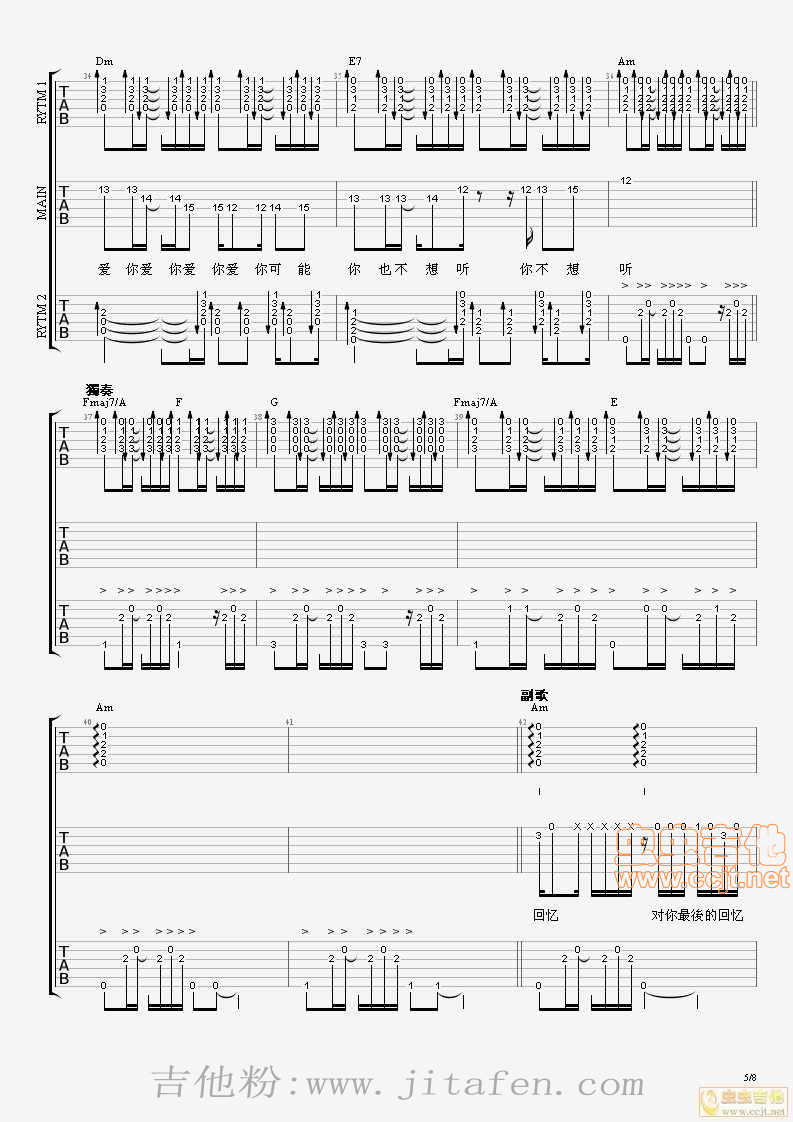 A.I.N.Y.邓紫棋(Am)双吉他版各种格式 吉他谱