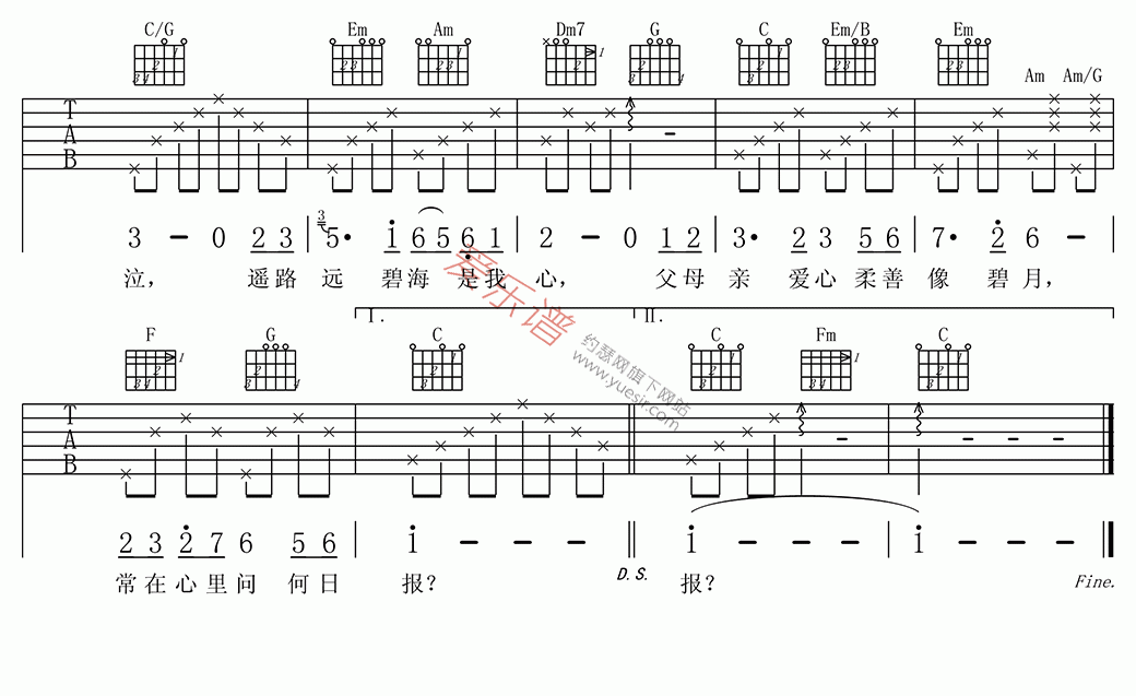 陈百强《念亲恩(高清版)》 吉他谱