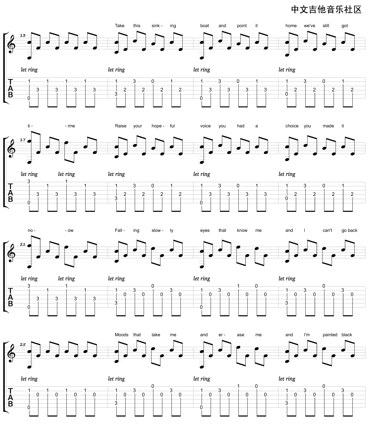 Falling Slowly(指弹版) 吉他谱