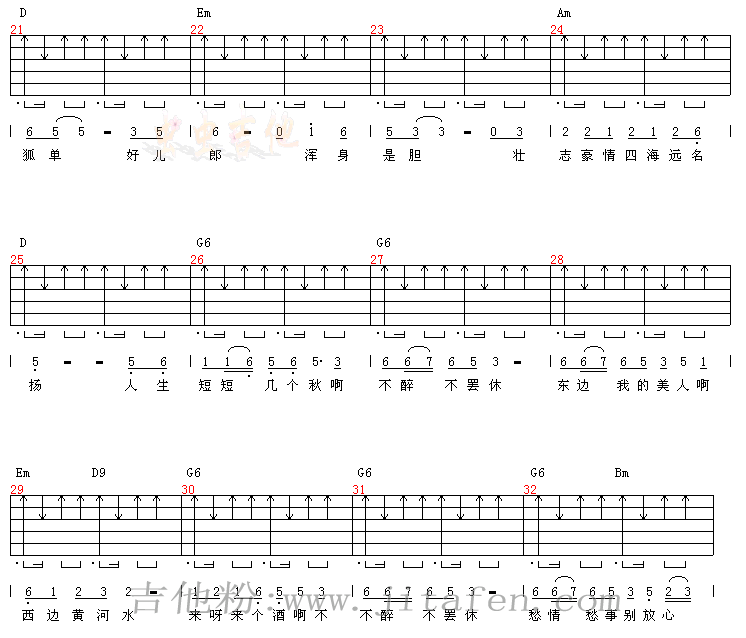 爱江山更爱美人 -认证谱吉他谱 吉他谱