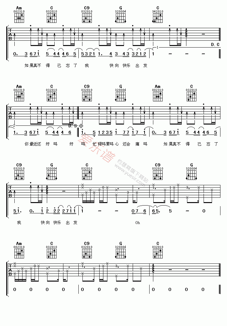 S.H.E《你最近还好吗》 吉他谱