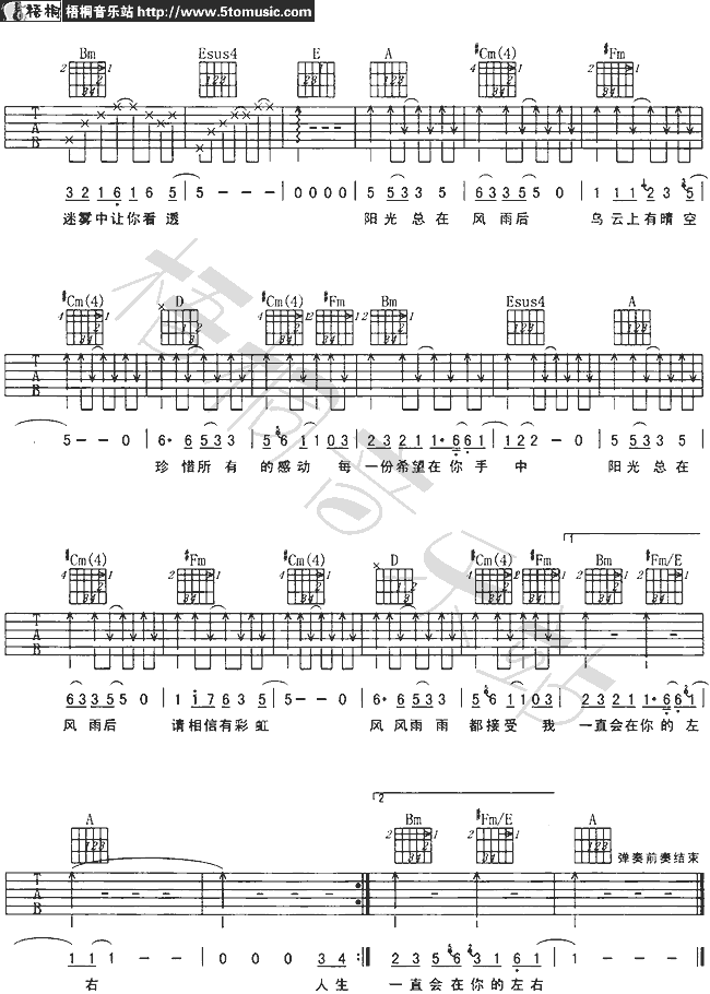 阳光总在风雨后 Ver1 吉他谱