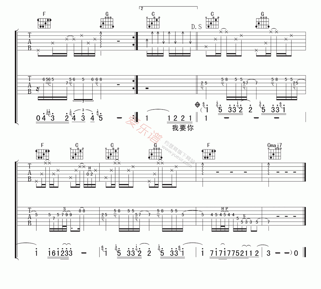 杨嘉淞《靠近我》 吉他谱