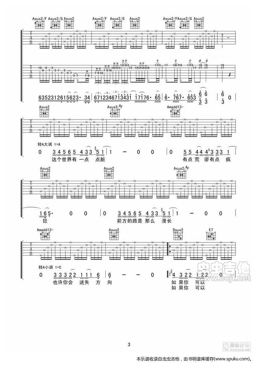 【全网首发】汪峰《向阳花》完整版吉他谱【蚂蚁制谱】 吉他谱