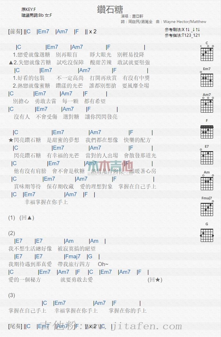 钻石糖 吉他谱