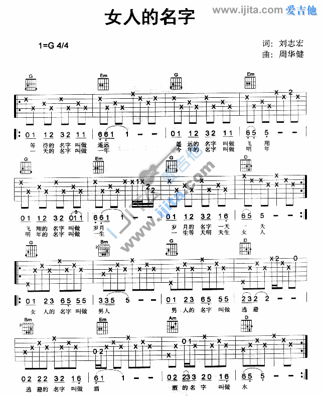 女人的名字 吉他谱