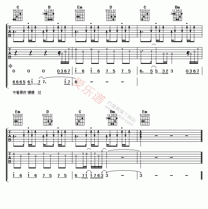 姜玉阳《爱情惹的祸》 吉他谱