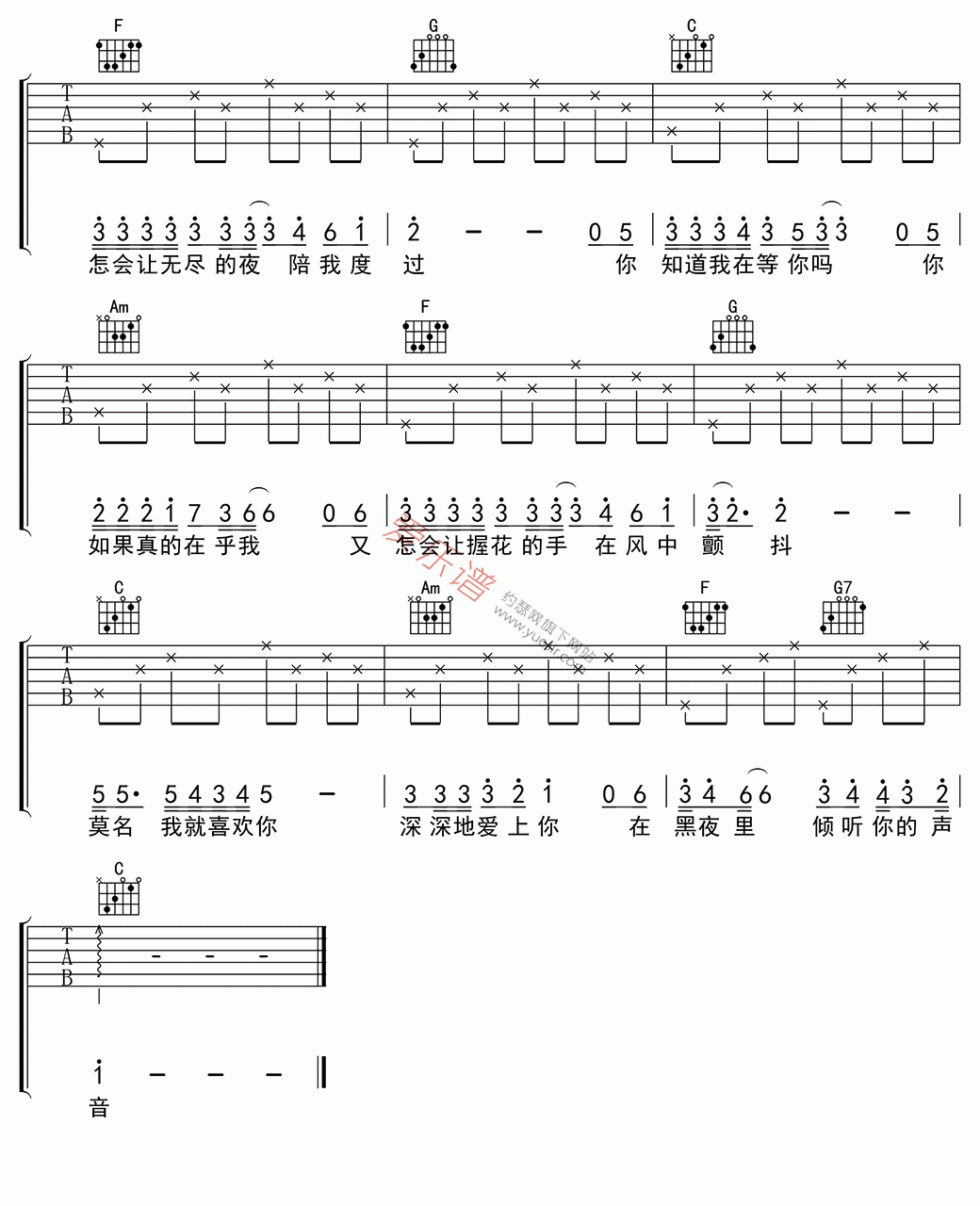 张洪量《你知道我在等你吗》 吉他谱