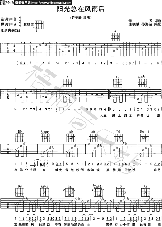 阳光总在风雨后 Ver1 吉他谱