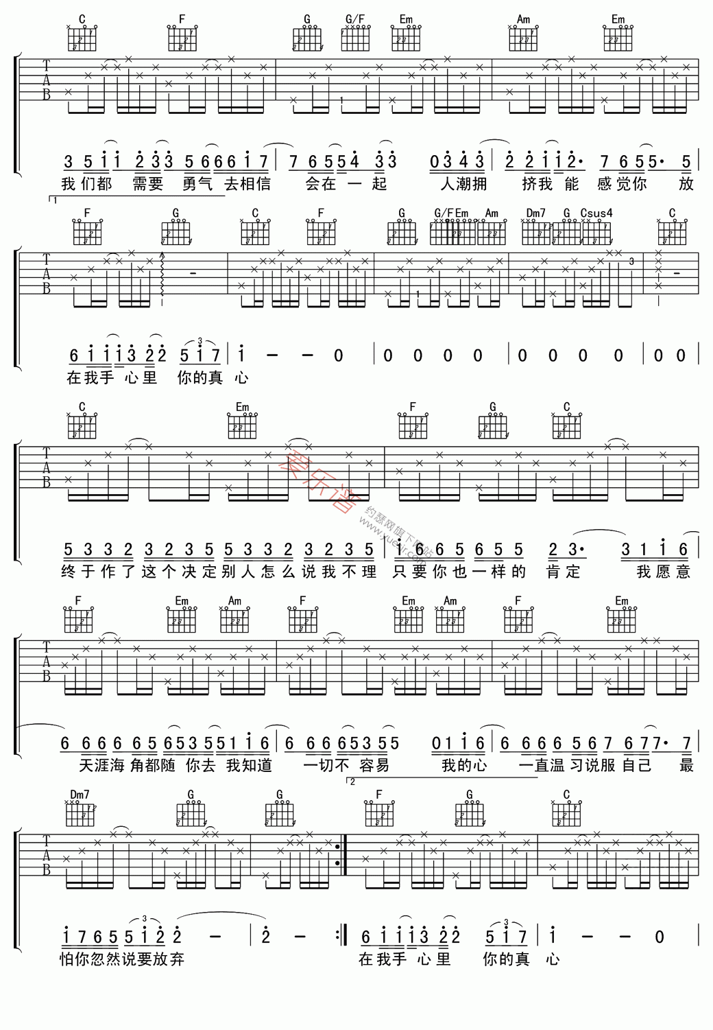 梁静茹《勇气(高清版)》 吉他谱