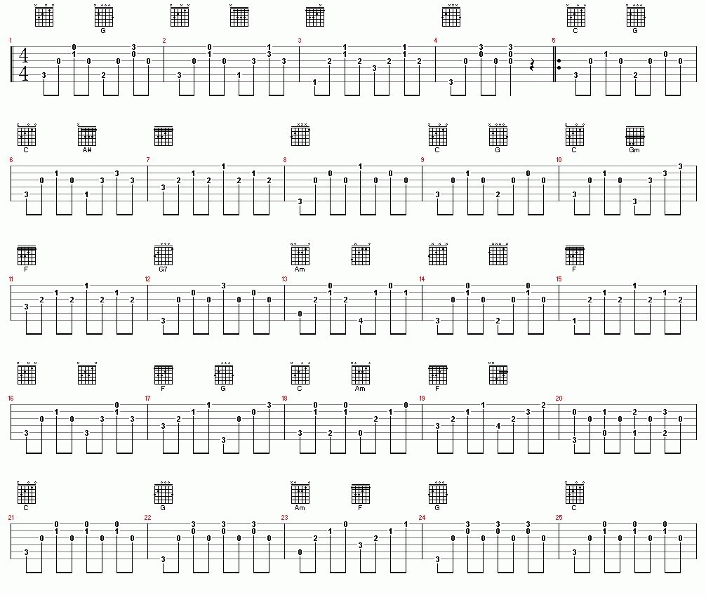 从心爱你1 吉他谱