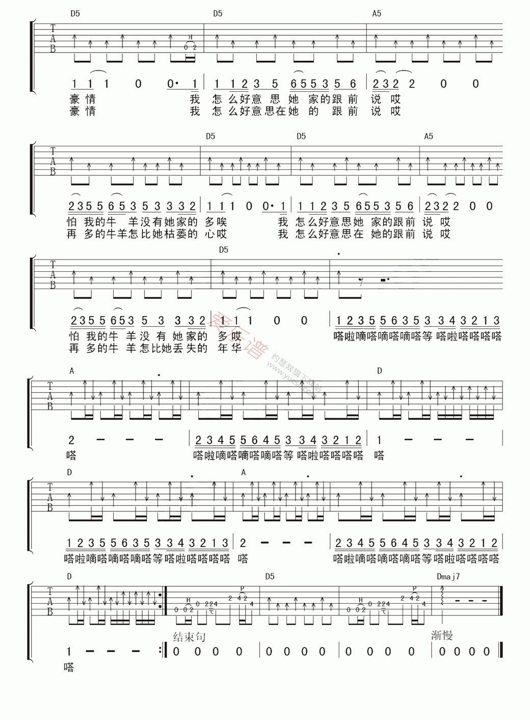 马条《塔吉汗》 吉他谱