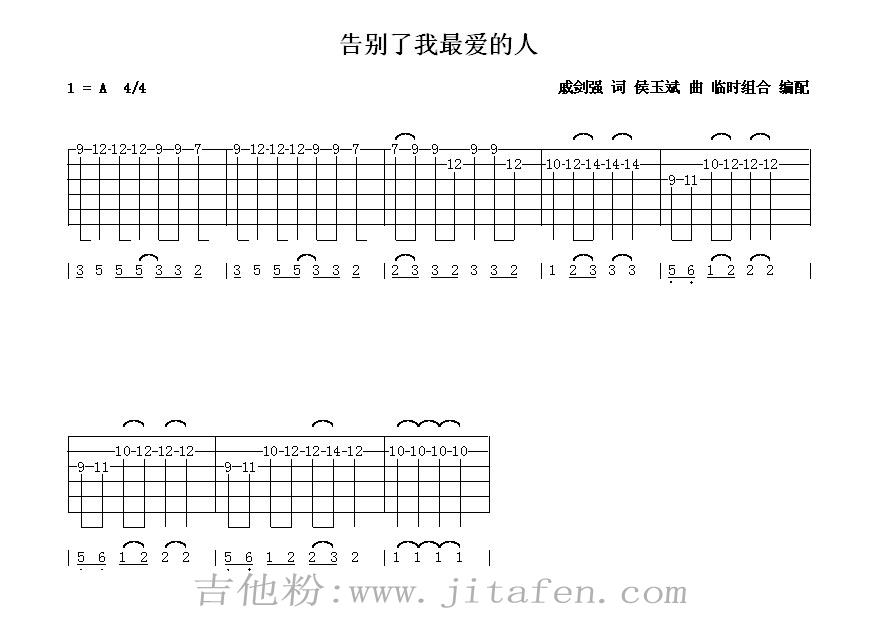 告别了我最爱的人(原创) 吉他谱