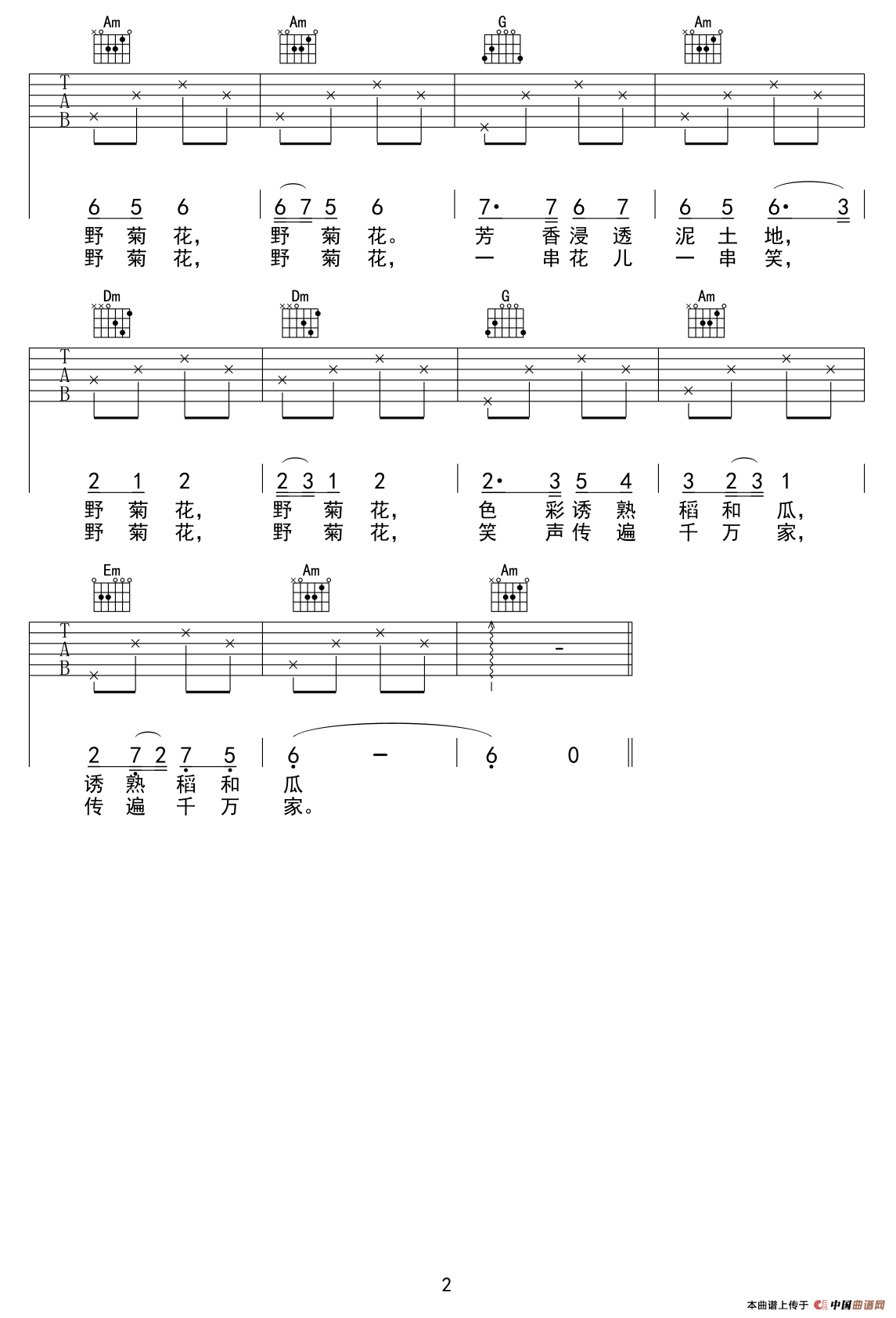 野菊花（少儿吉他） 吉他谱