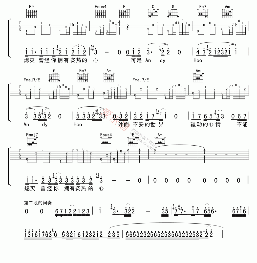 阿杜《Andy》 吉他谱