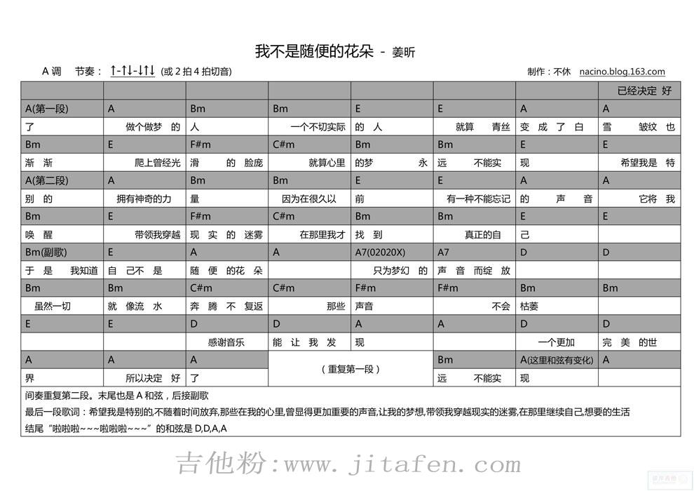 我不是随便的花朵 吉他谱