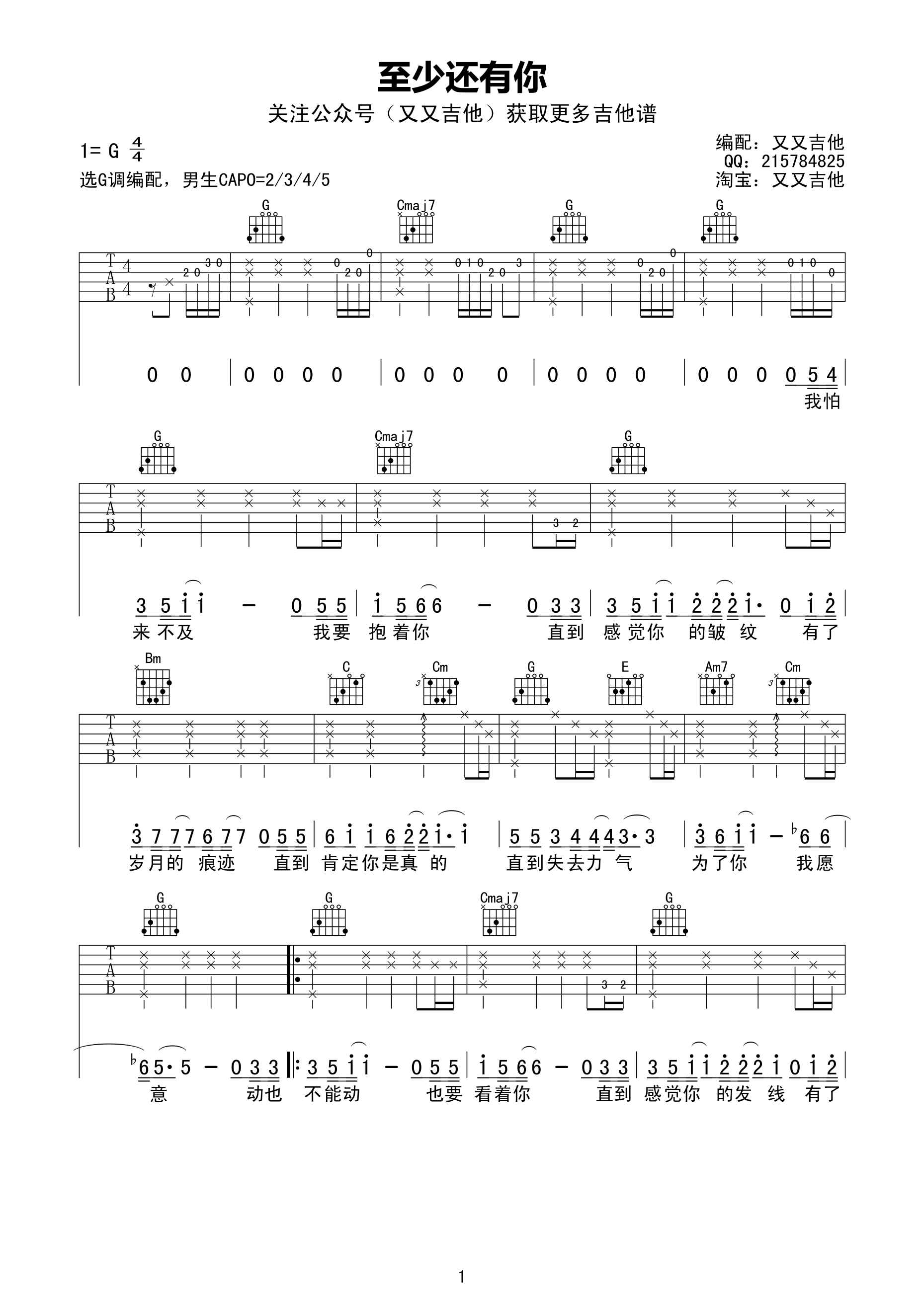 至少还有你 吉他谱