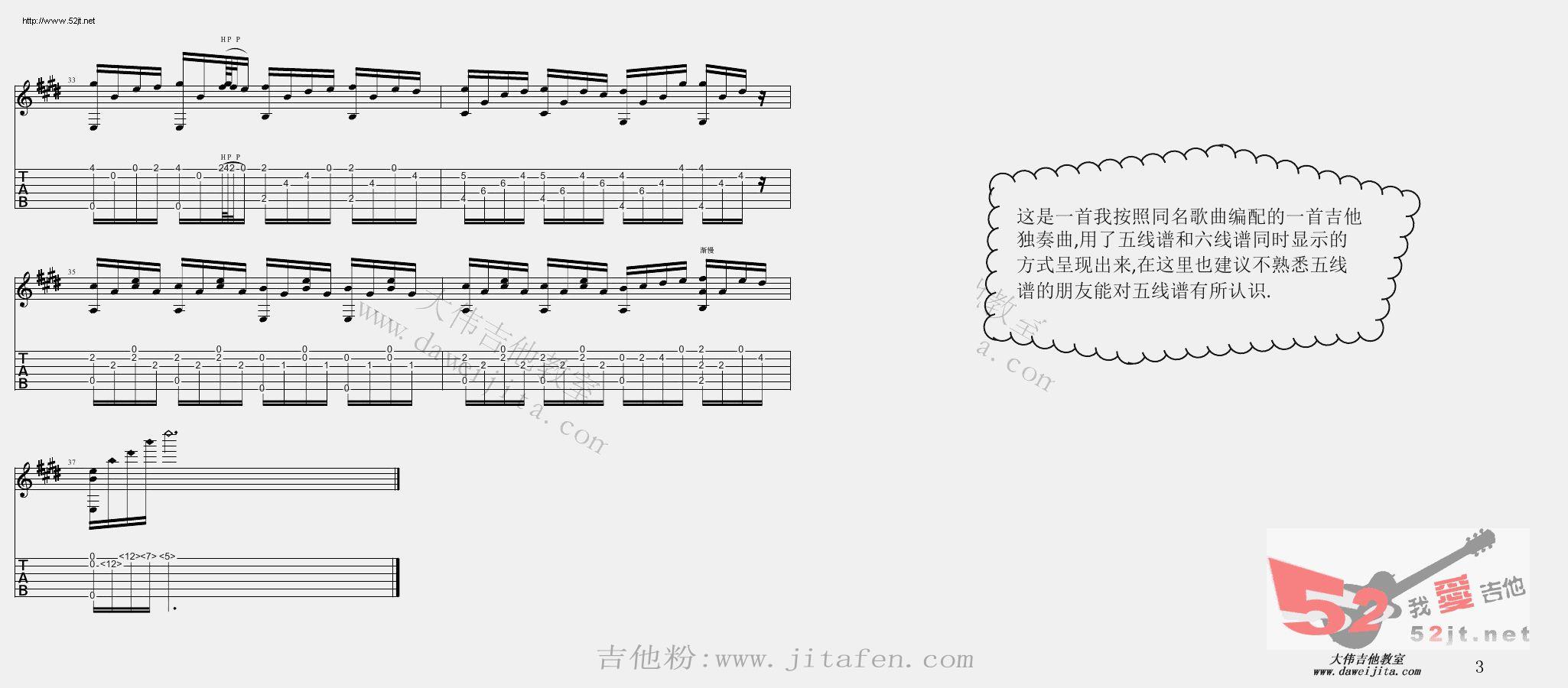 卡农 E大调教学吉他谱视频 吉他谱