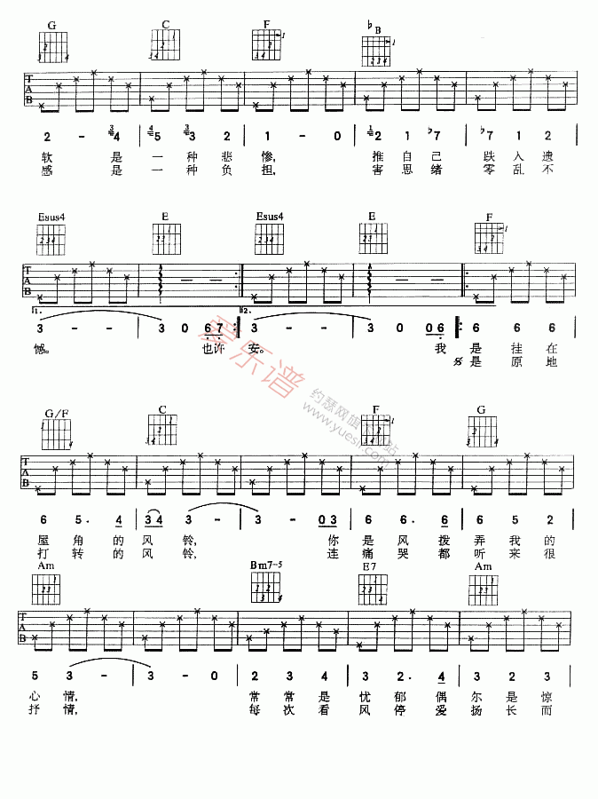 周蕙《风铃》 吉他谱