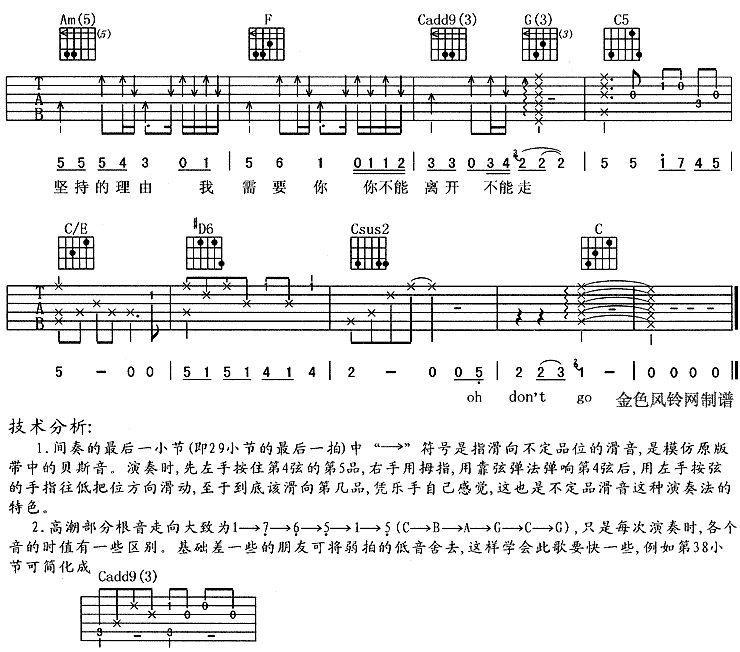 我需要你 吉他谱