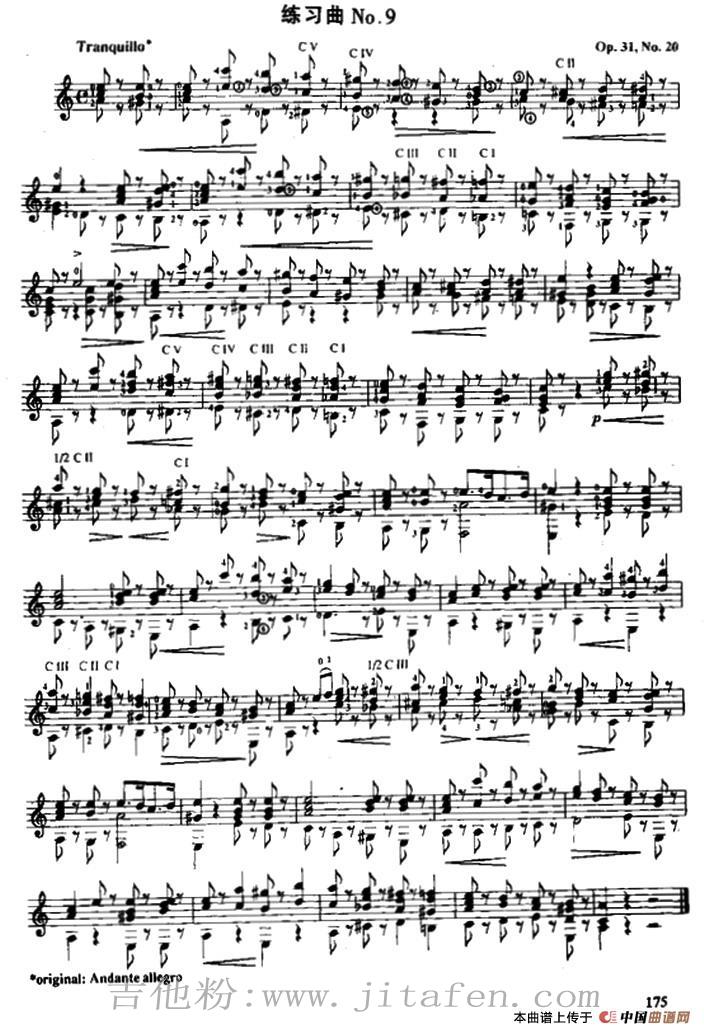 费尔南多·索尔 古典吉他练习曲 No.9（Op.31 No.20） 吉他谱