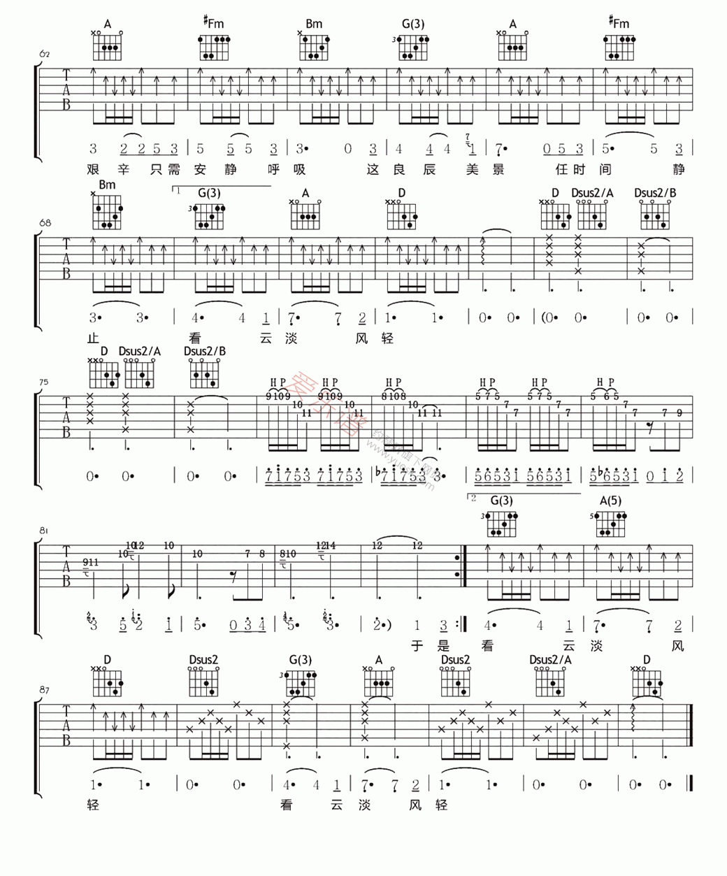 许飞《我们终究会牵手旅行》 吉他谱