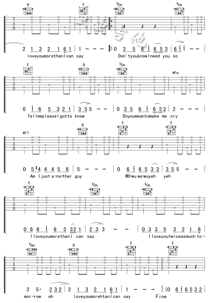 LOVE YOU MORE THAN I CAN SAY 吉他谱