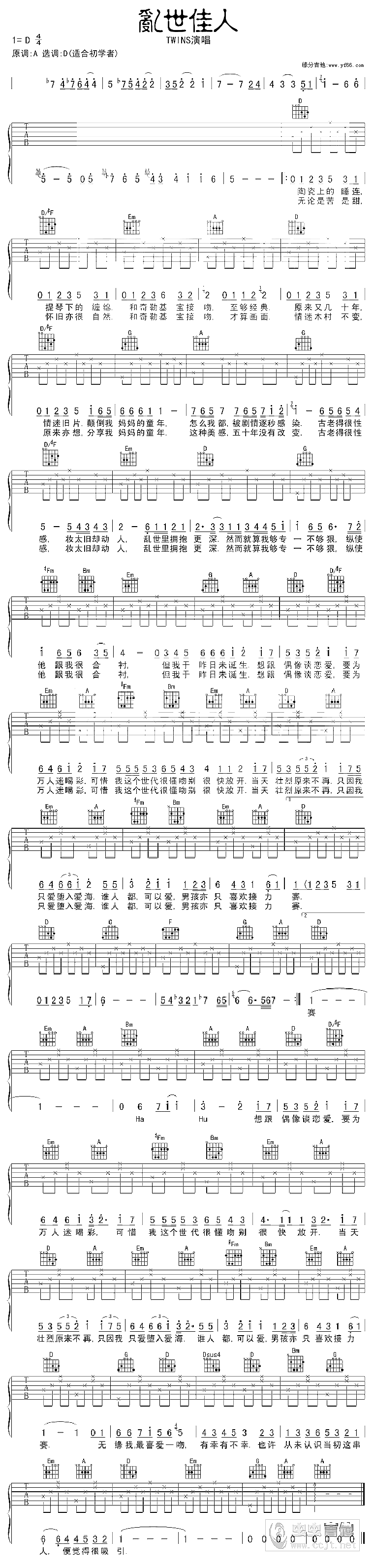 乱世佳人 吉他谱