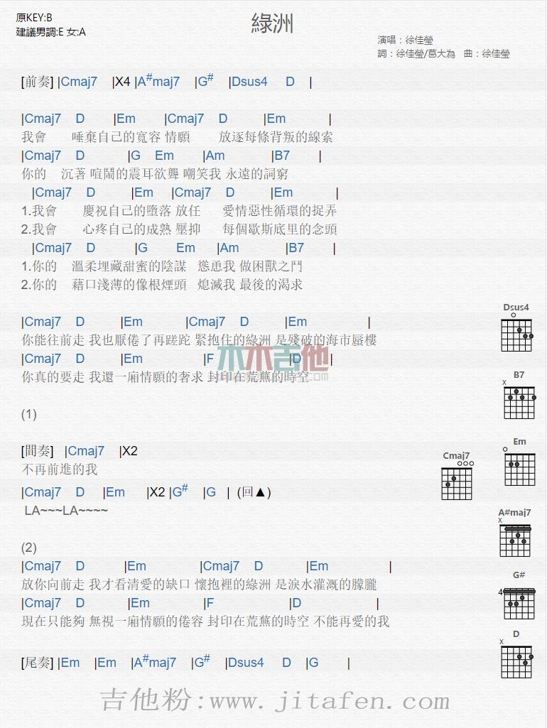 绿洲 吉他谱