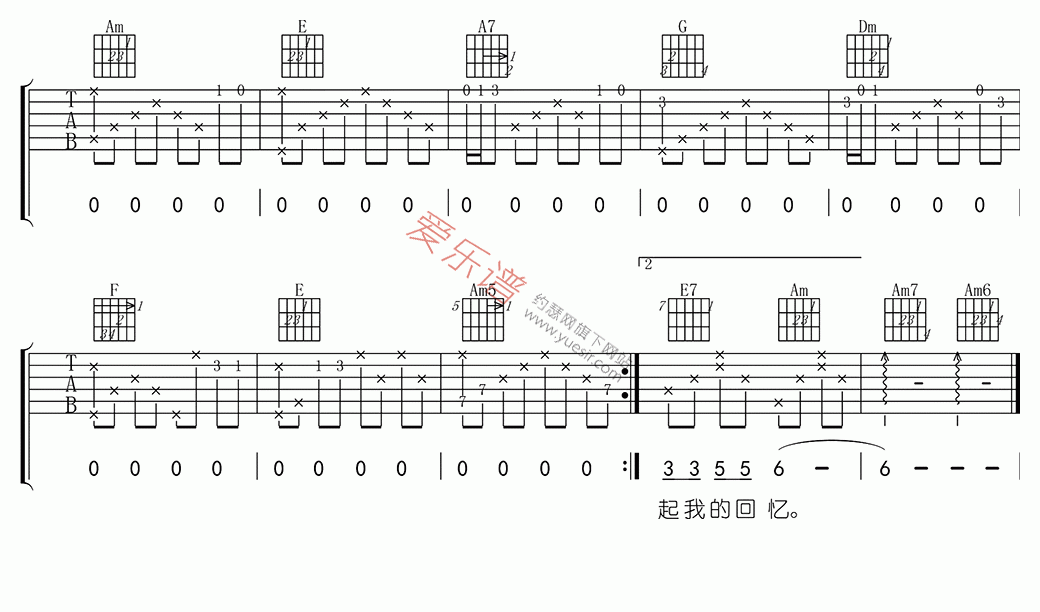 刘文正《小雨中的回忆》 吉他谱