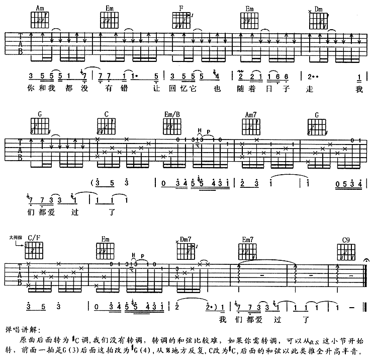 放手 (阿杜) 吉他谱