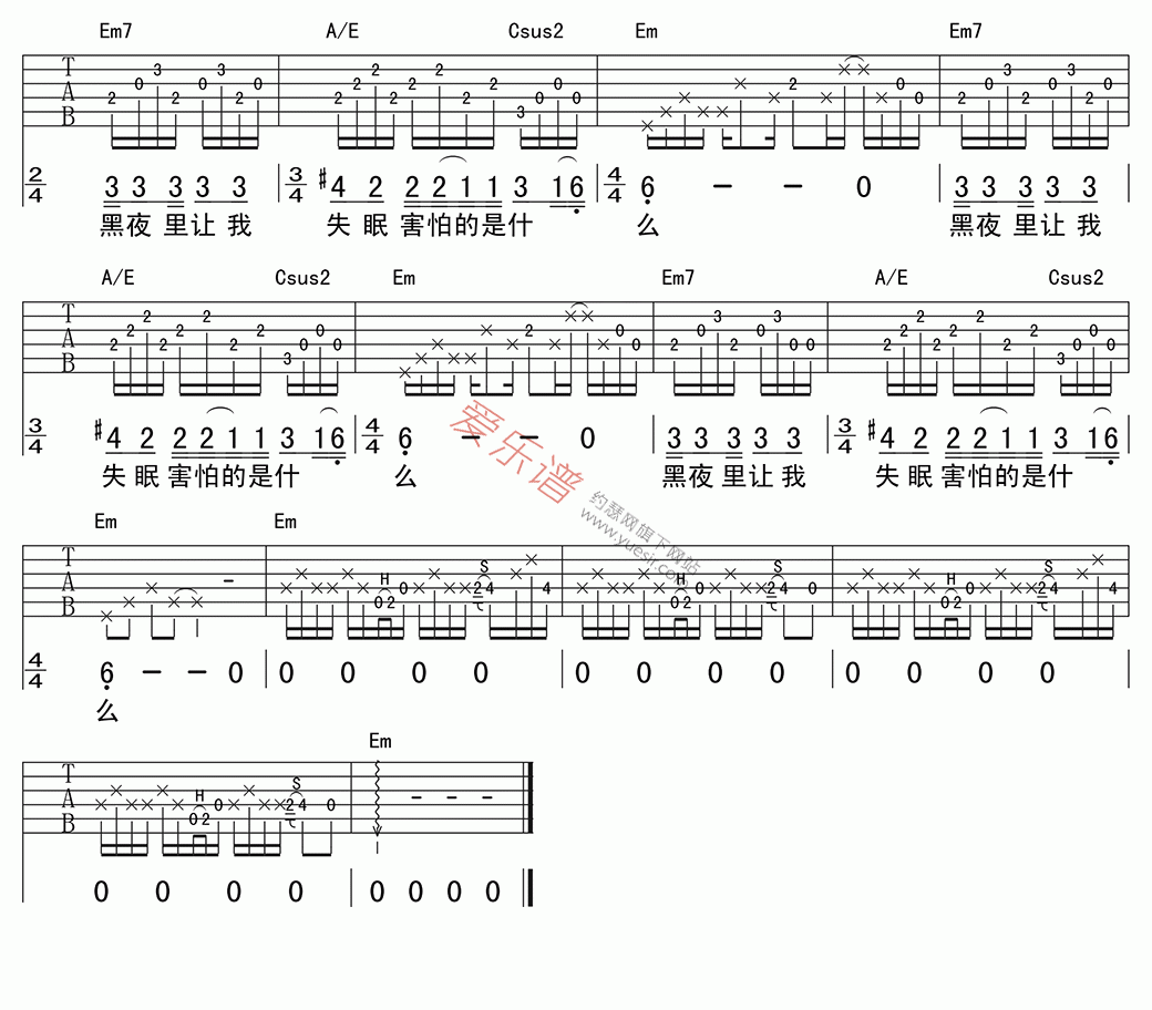 张玮玮《梦话》 吉他谱