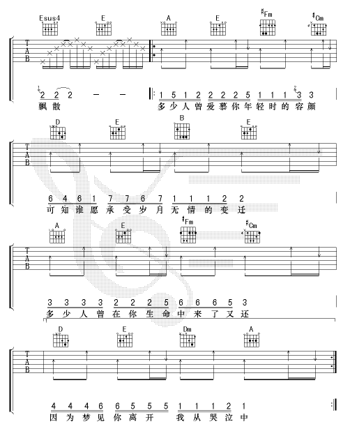 一生有你123吉他谱--水木年华 吉他谱