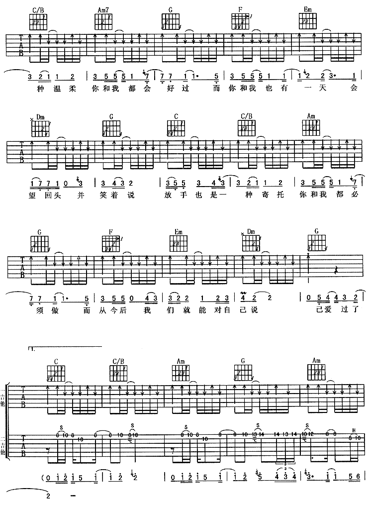 放手 (阿杜) 吉他谱