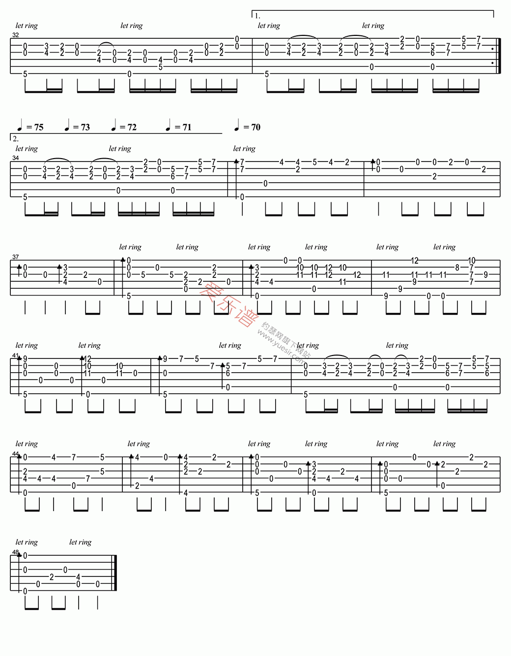 押尾桑《Canon(卡农)》 吉他谱