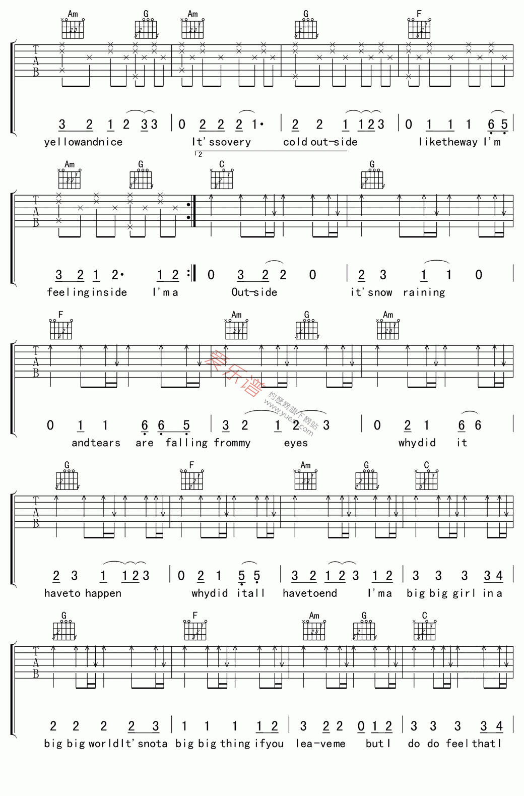 Emilia《Big Big World》 吉他谱