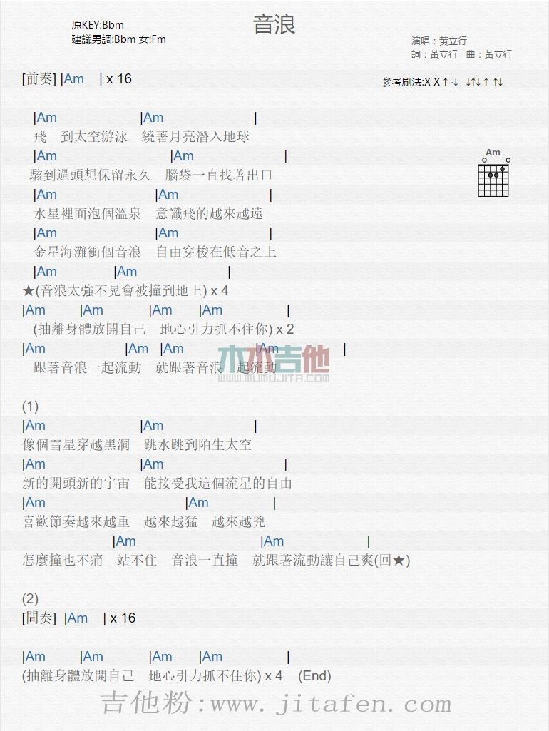 音浪 吉他谱