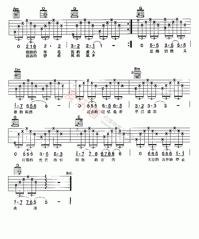 黄品源《流浪的心》 吉他谱