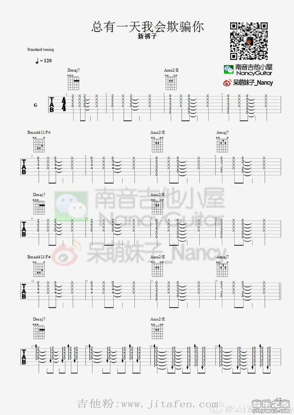 总有一天我会欺骗你(Nancy) 吉他谱