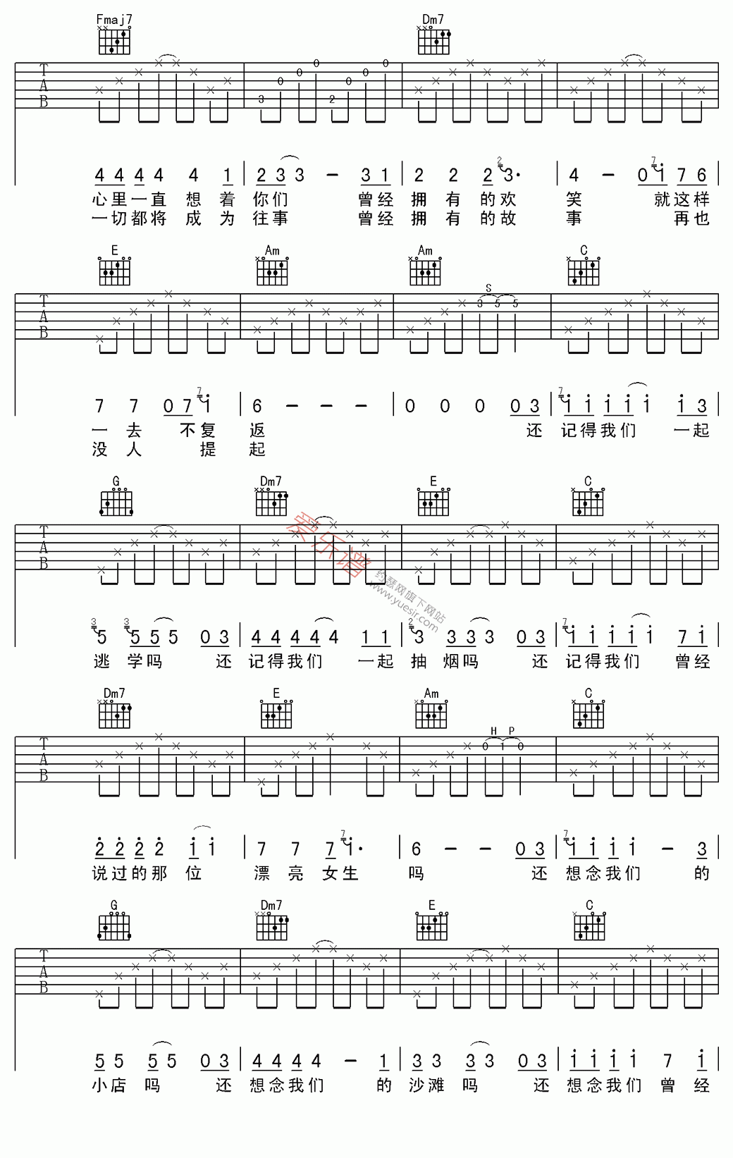 陈楚生《想念(高清版)》 吉他谱