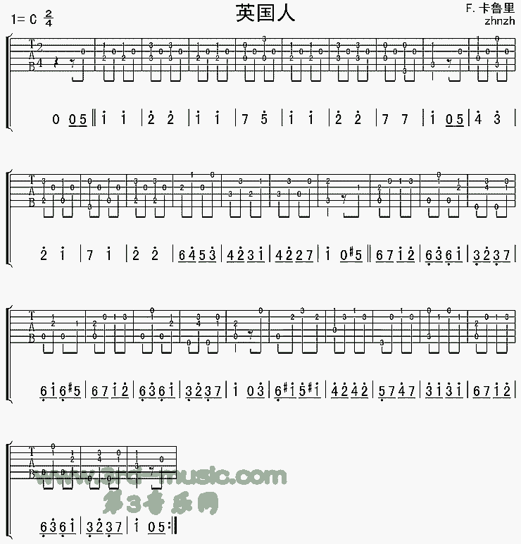 英国人(独奏曲) 吉他谱