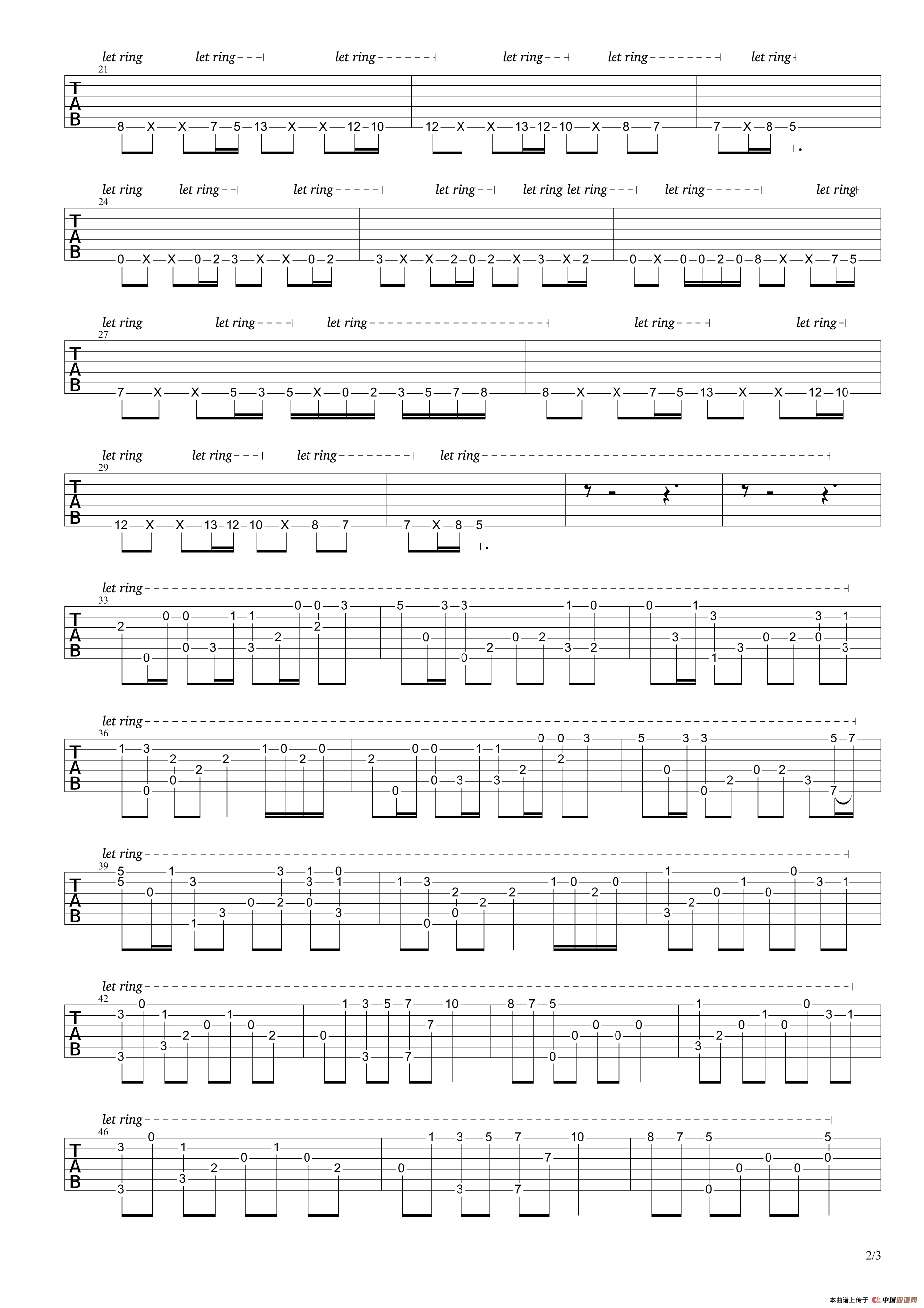 亡灵序曲（电吉他指弹独奏谱） 吉他谱