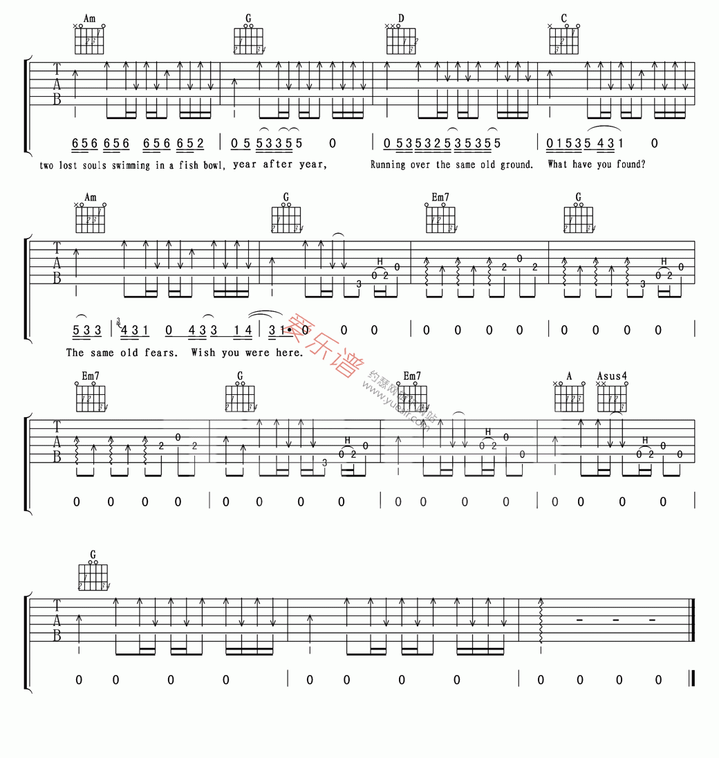 Pink Floyd(平克·弗洛伊德)《Wish you were here》 吉他谱