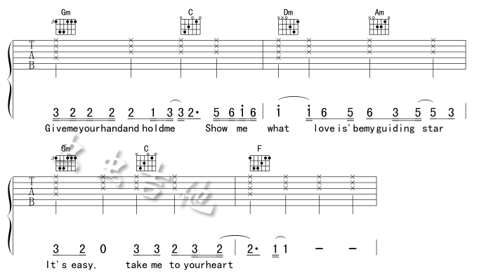 Take me to your heart（吻别) 吉他谱