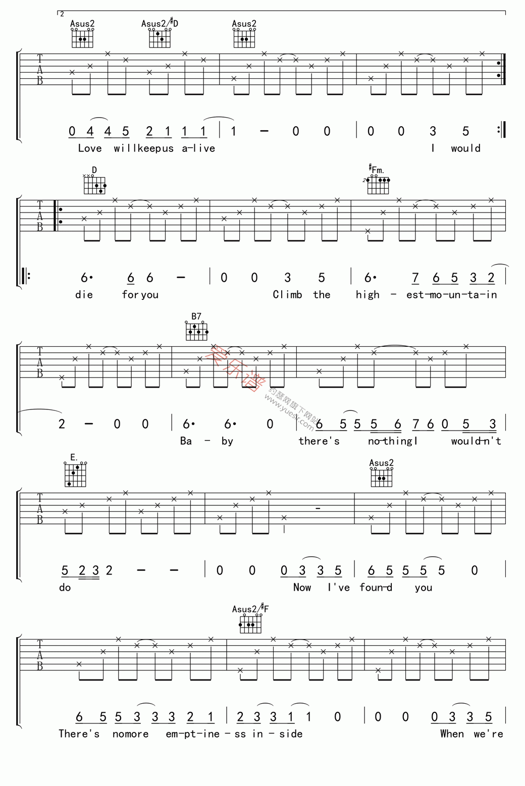 The Eagles(老鹰乐队)《Love will keep us alive(爱让我们活下去)》 吉他谱