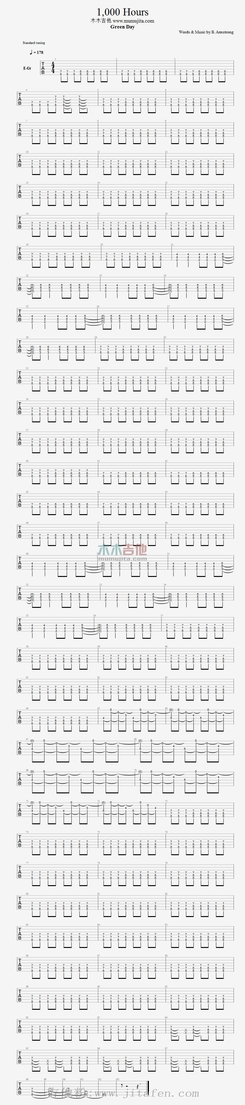 1,000 Hours 吉他谱