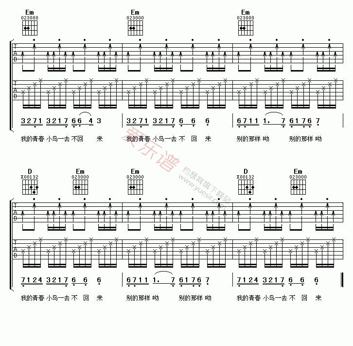 王洛宾《青春舞曲》 吉他谱