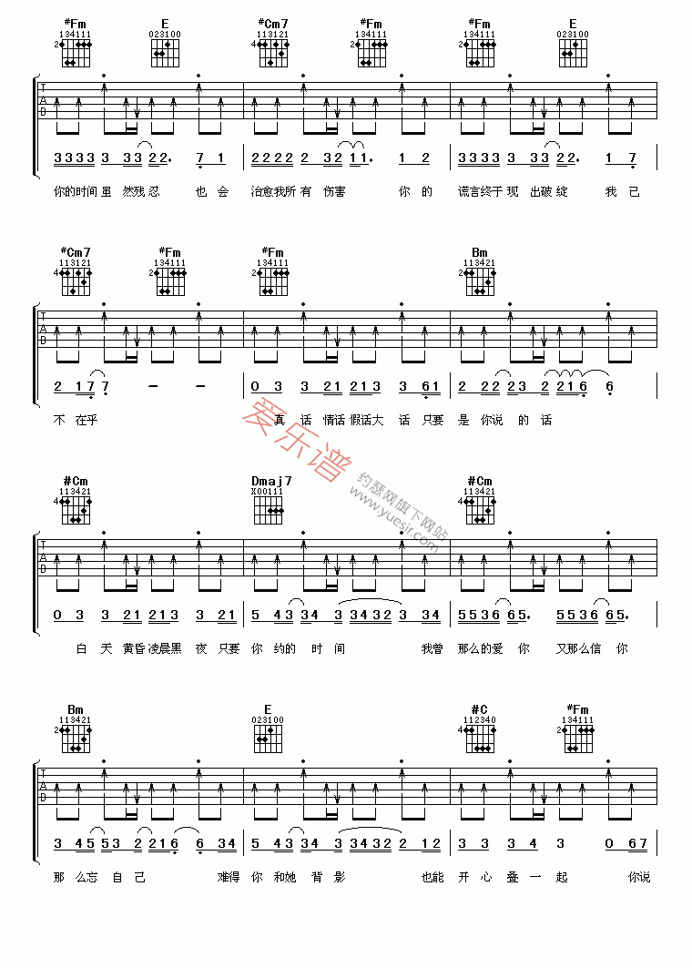 Sara《谢谢你》 吉他谱